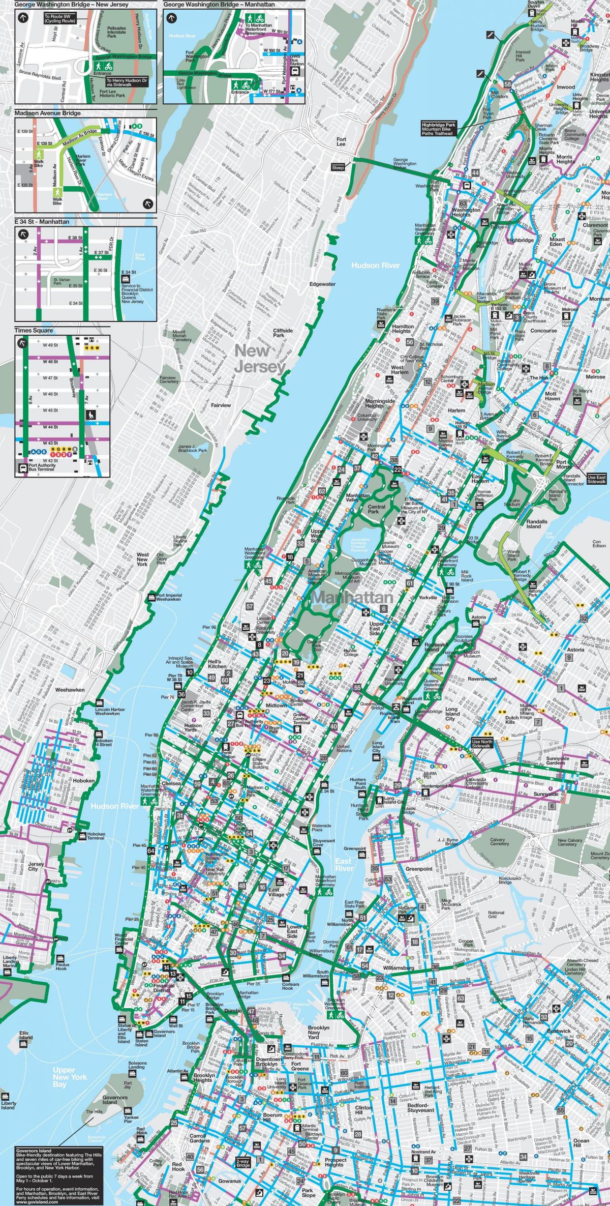 карта велосипедной дорожки Манхэттена