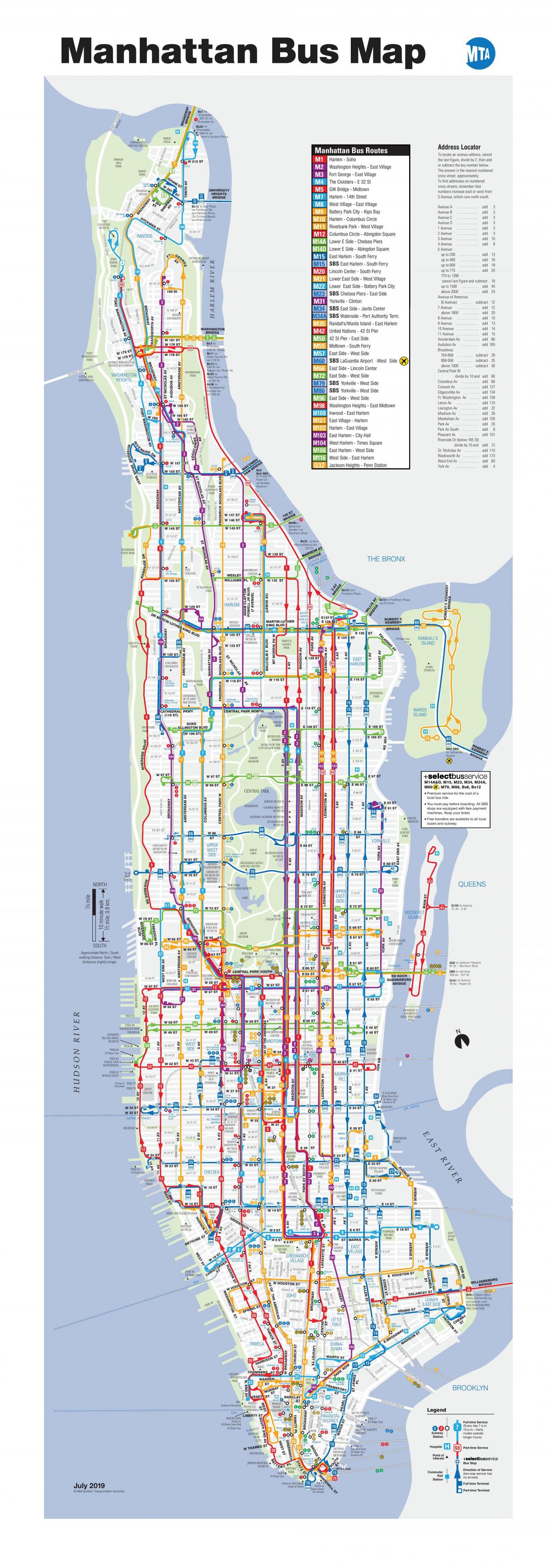карта автовокзала Манхэттена