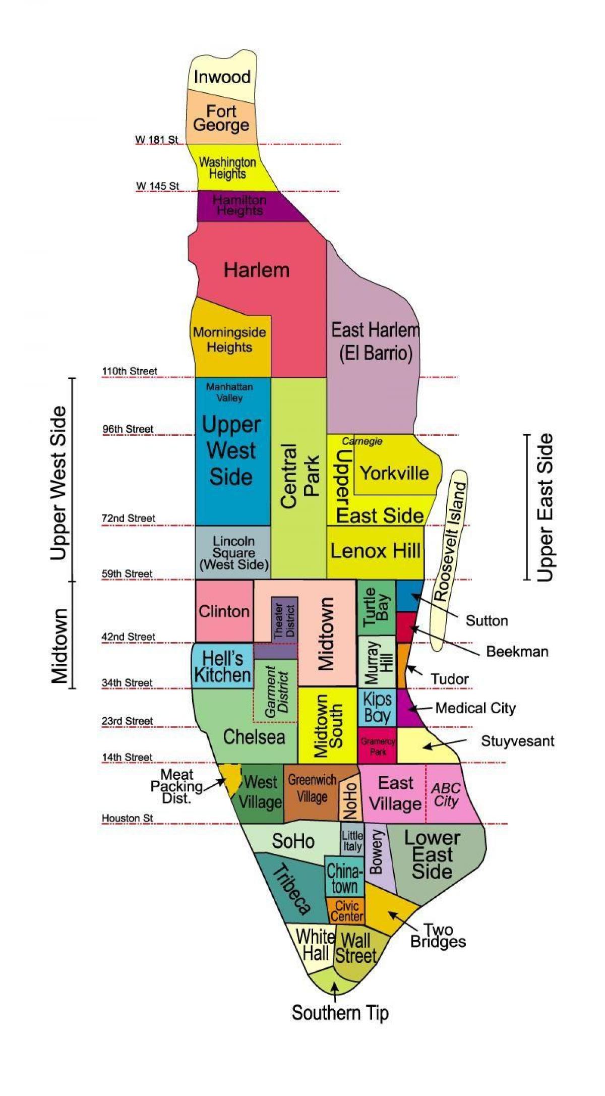 карта районов Манхэттена