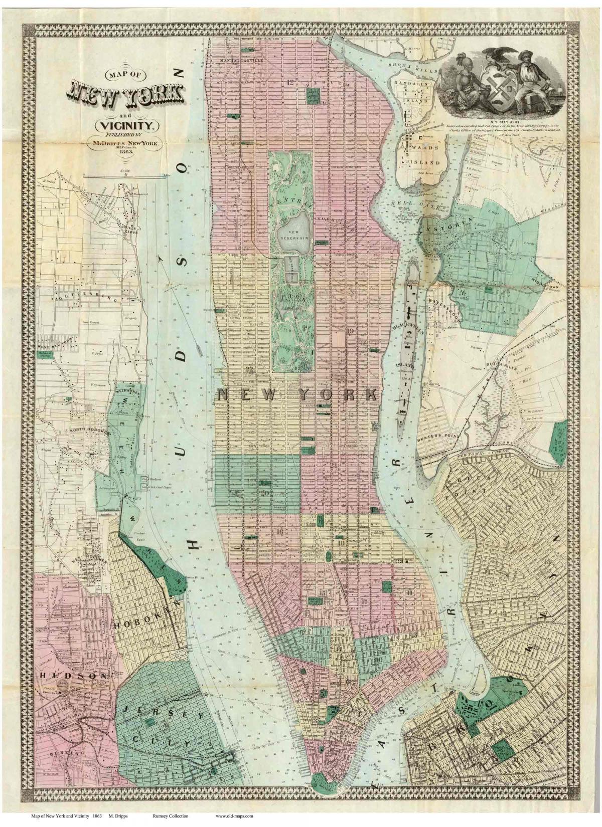 историческая карта Манхэттена