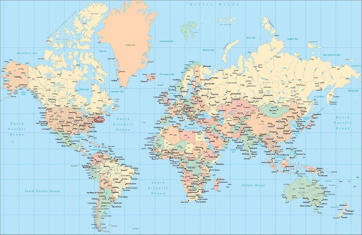 местоположение Манхэттена на карте мира