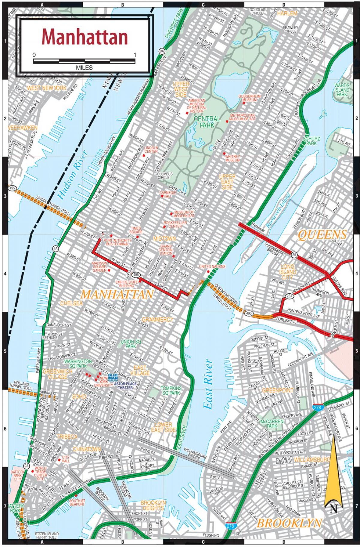 карта дорог Манхэттена