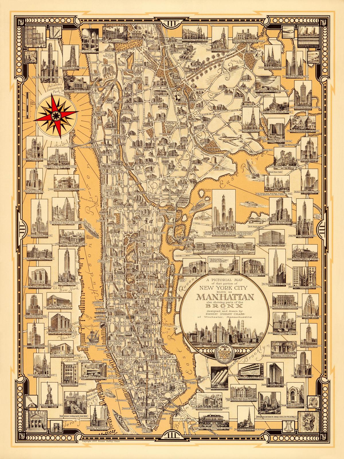 антикварная карта Манхэттена